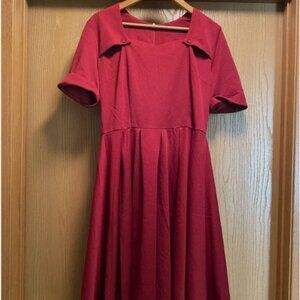Women's Vintage Red Fit and Flare Midi Dress size XXL